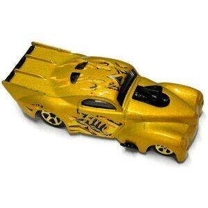 Hot Wheels 41 Willys Pro Stock Car Gold With Flame Decals - Diecast Toy With Ret